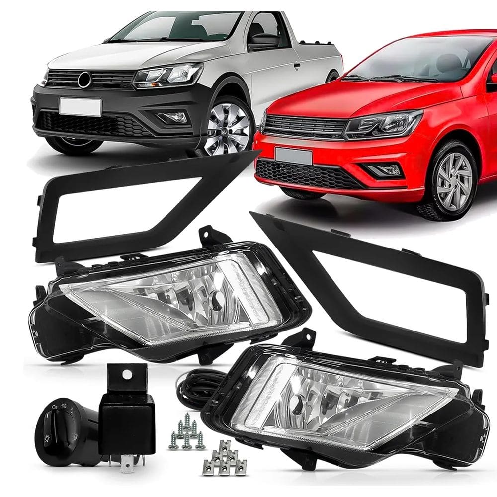 Kit Farol Neblina Milha Gol Voyage Saveiro G7 G8 2017 / 2026 Botão Redondo