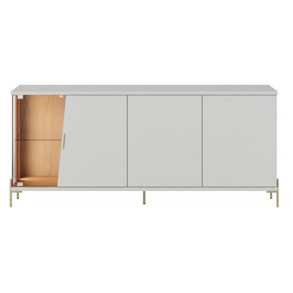 Buffet Aparador Com Led 4 Portas 173 cm Sena Pes Metal CLB