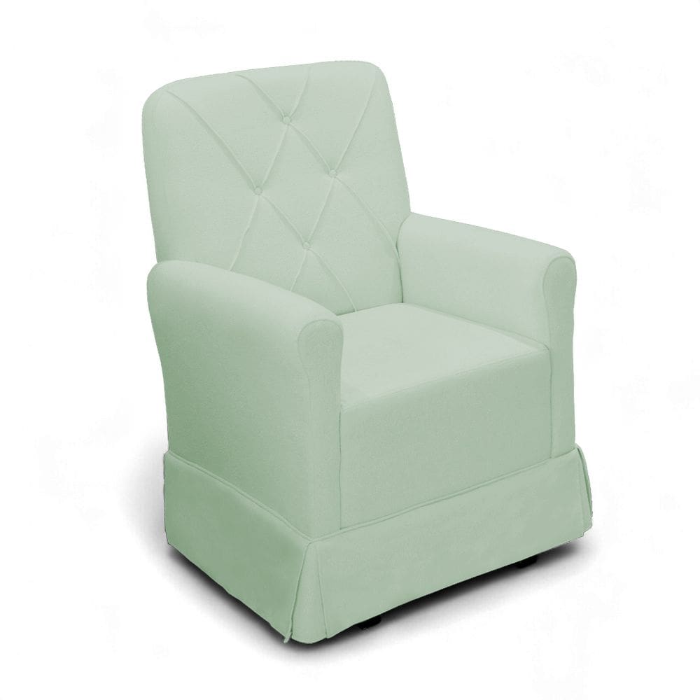 Poltrona de Amamentação Balanço com Puff Serena Veludo Verde - Loja Sheep