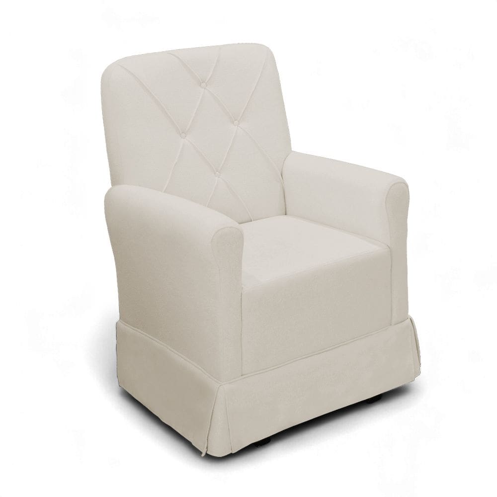 Poltrona de Amamentação Balanço com Puff Serena Veludo Bege - Loja Sheep