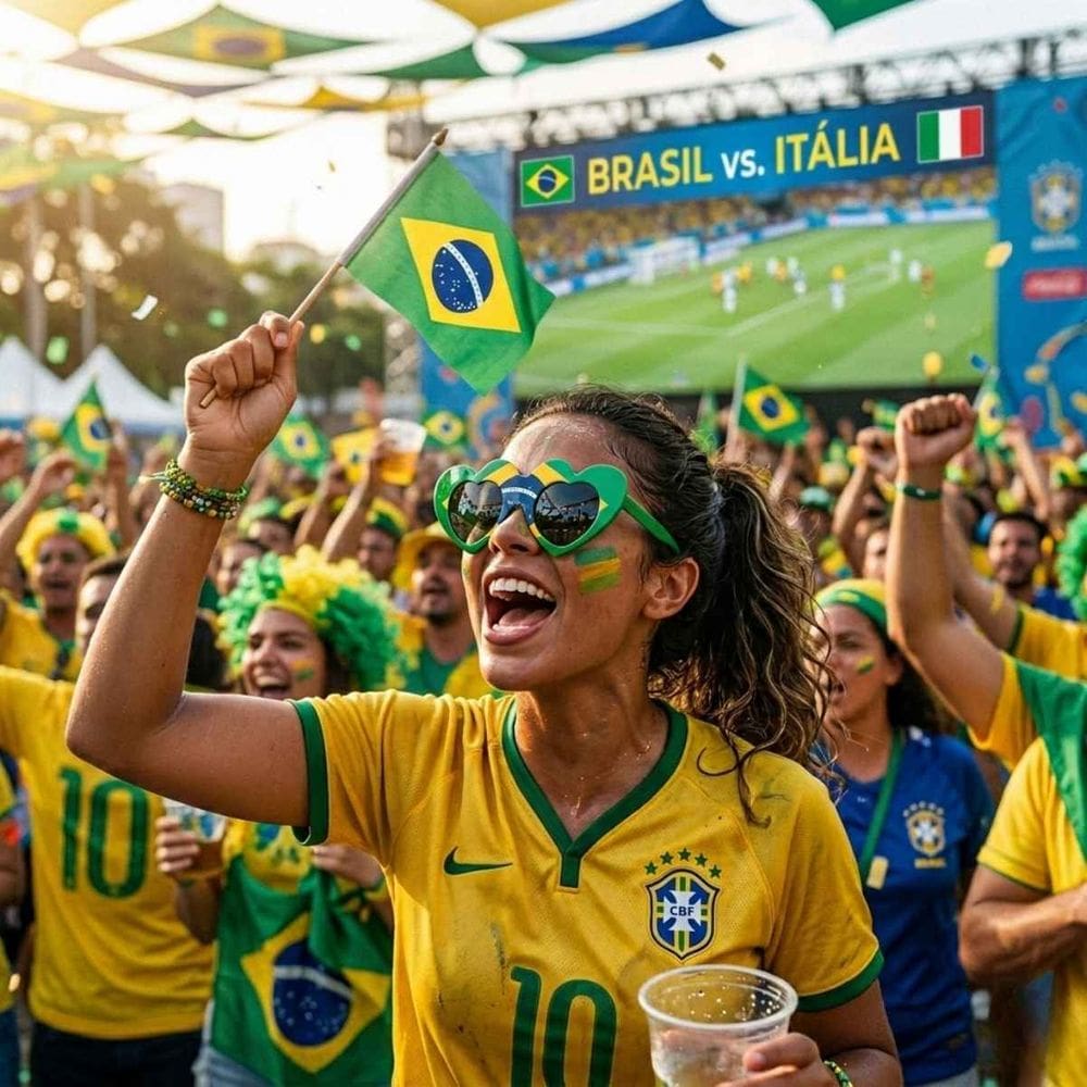 Óculos Colorido Do Brasil Formato Coração Copa Do Mundo