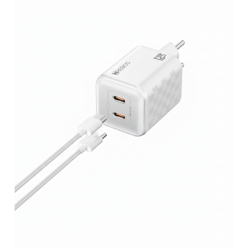 Carregador Hrebos Crg-218c White Chess 45w + Cabo Usb-c Branco