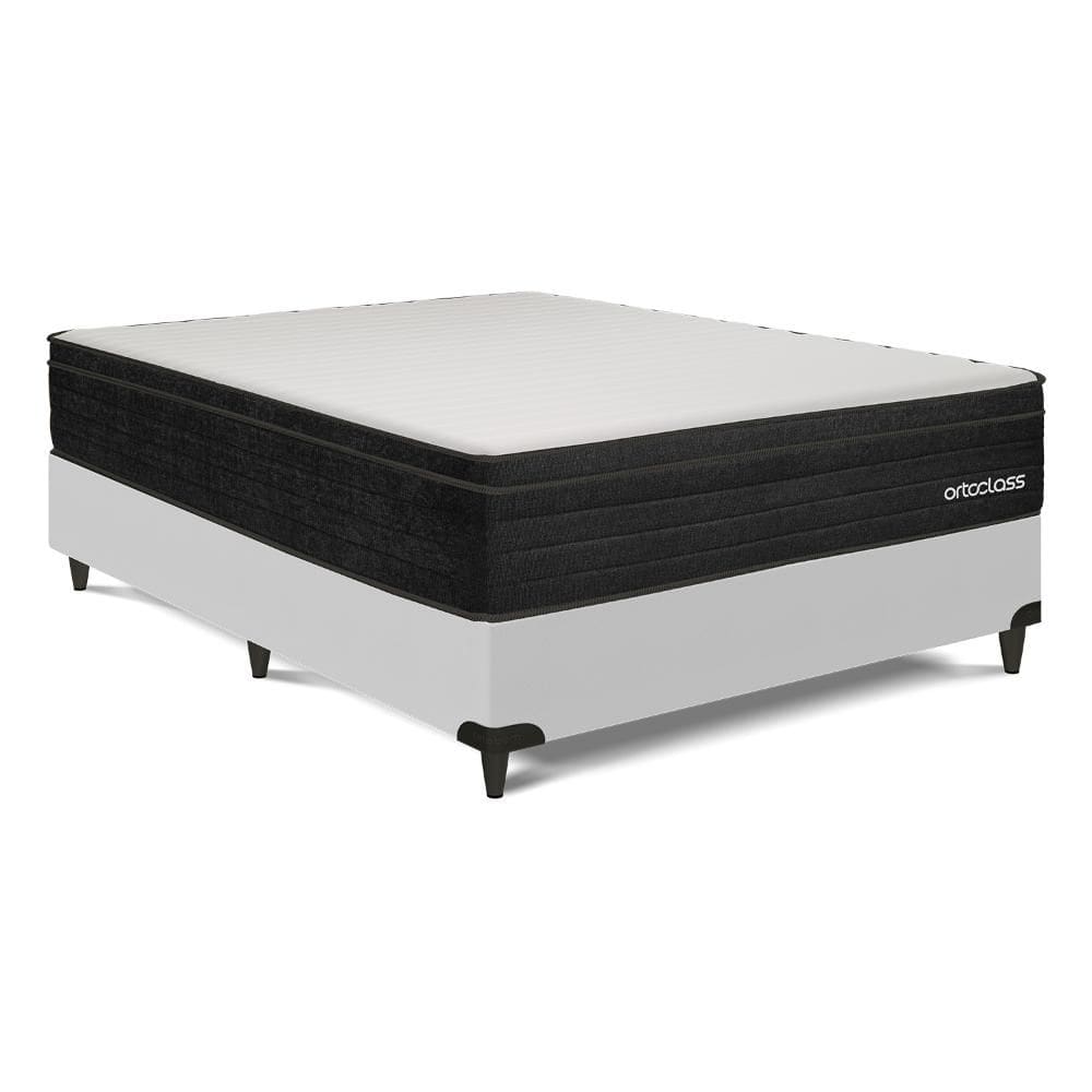 Cama Box e Colchão Poli Pillow D45-Viúva (128x188)-Ortoclass