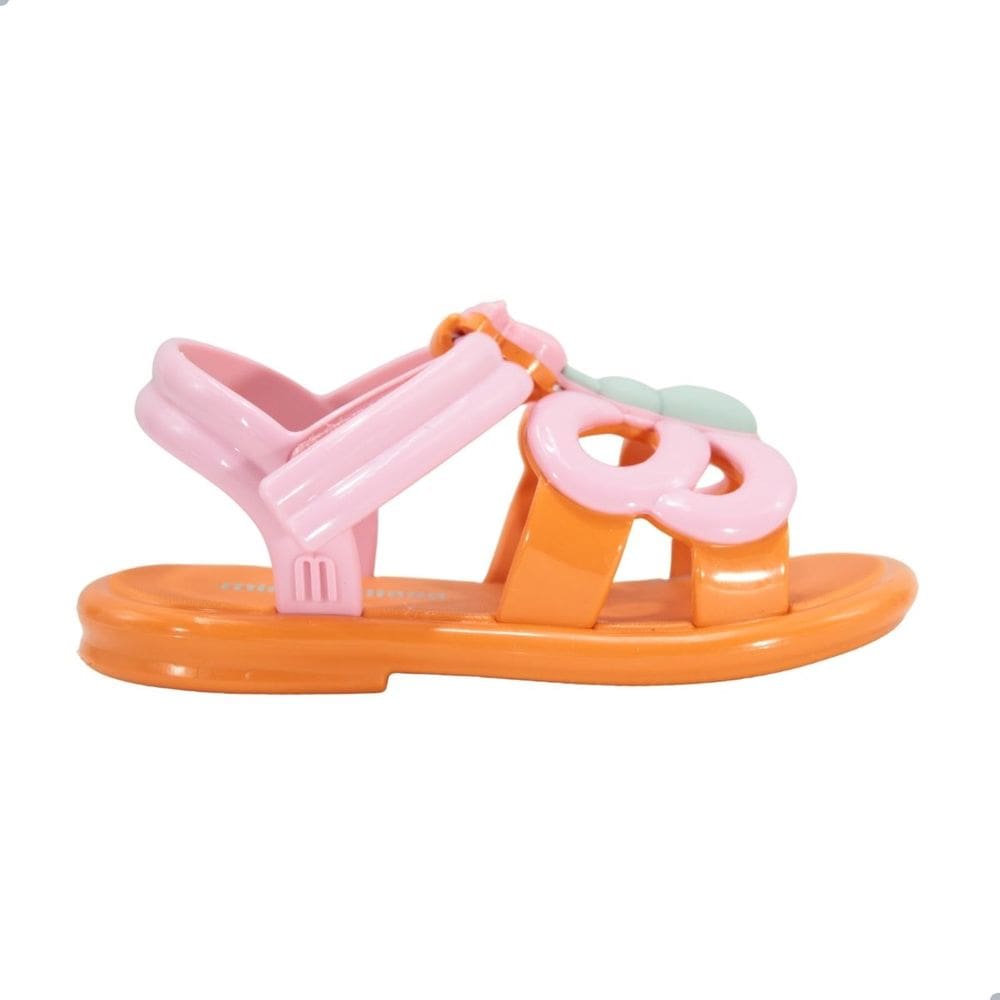 Sandália Mini Melissa Hip Fly Baby Laranja/Rosa