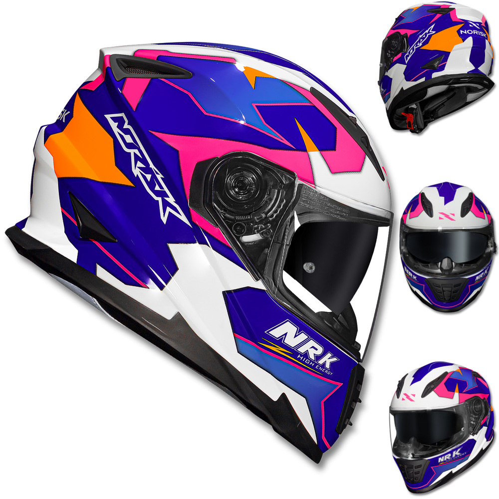 Capacete NORISK ff302 Soul District Branco Rosa Azul