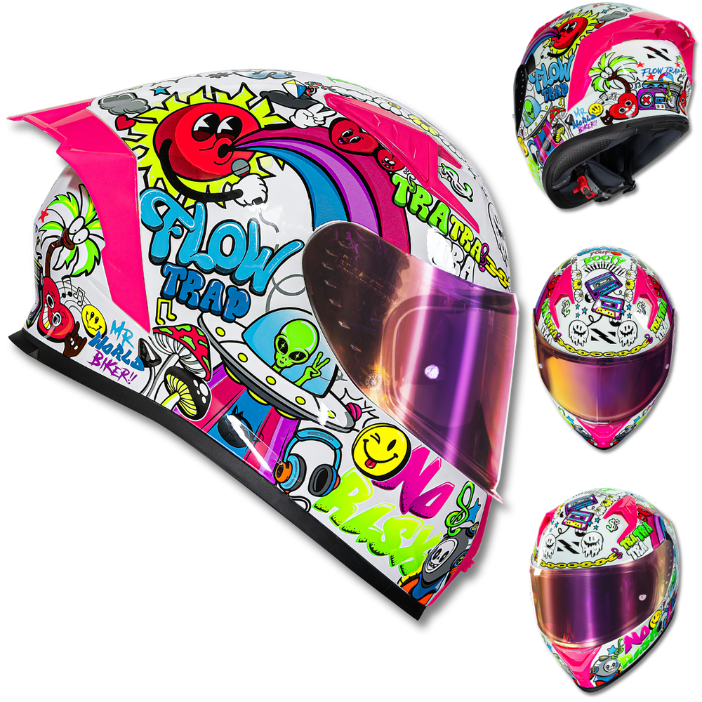 Capacete NORISK Flow Trap Branco Rosa