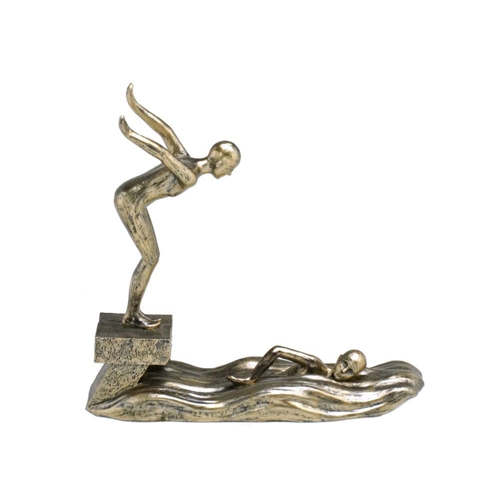 Escultura Decorativa Natação em Resina Bronze 27cm 16688-PL