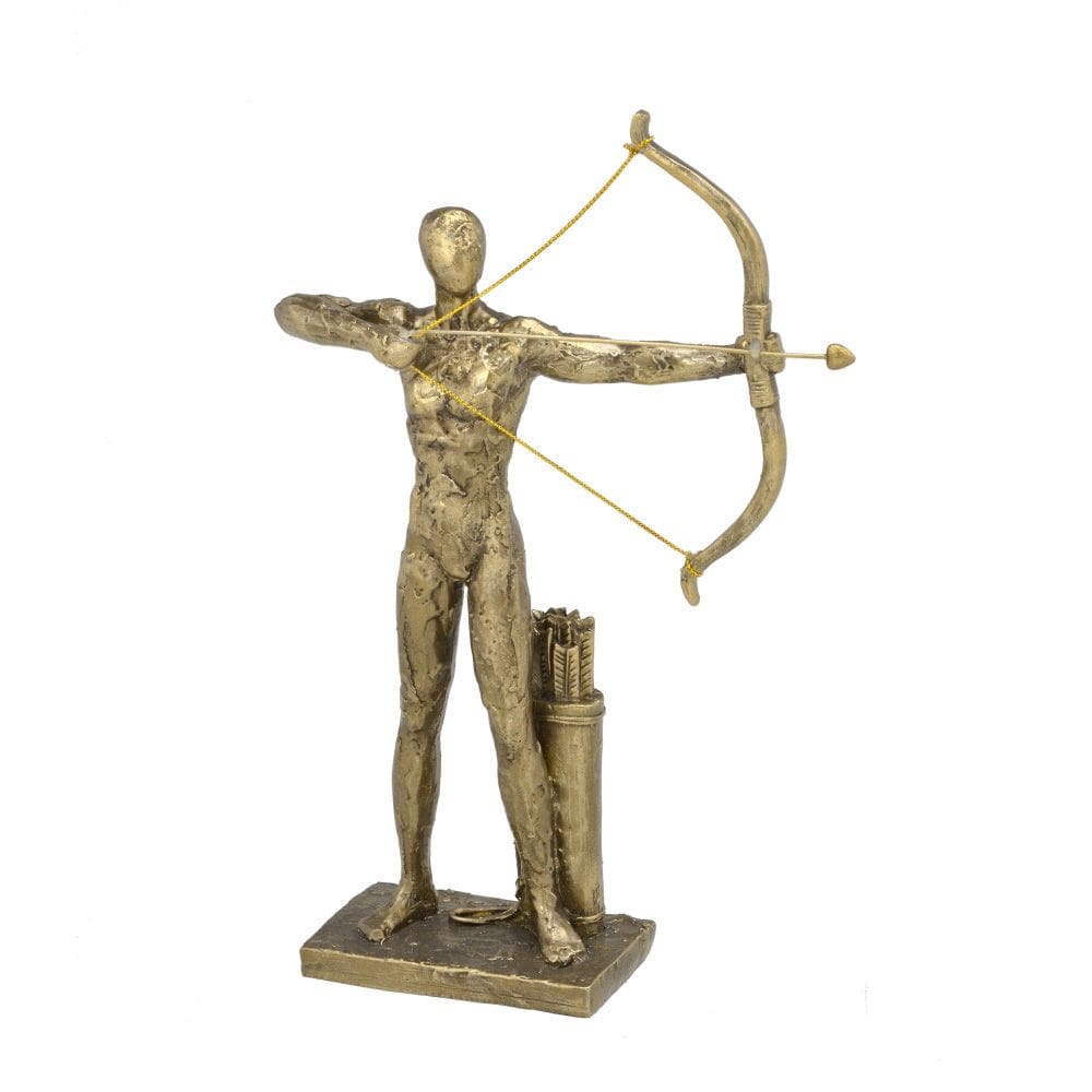 Escultura Decorativa Arco e Flecha em Resina Bronze 26cm 16689-PL