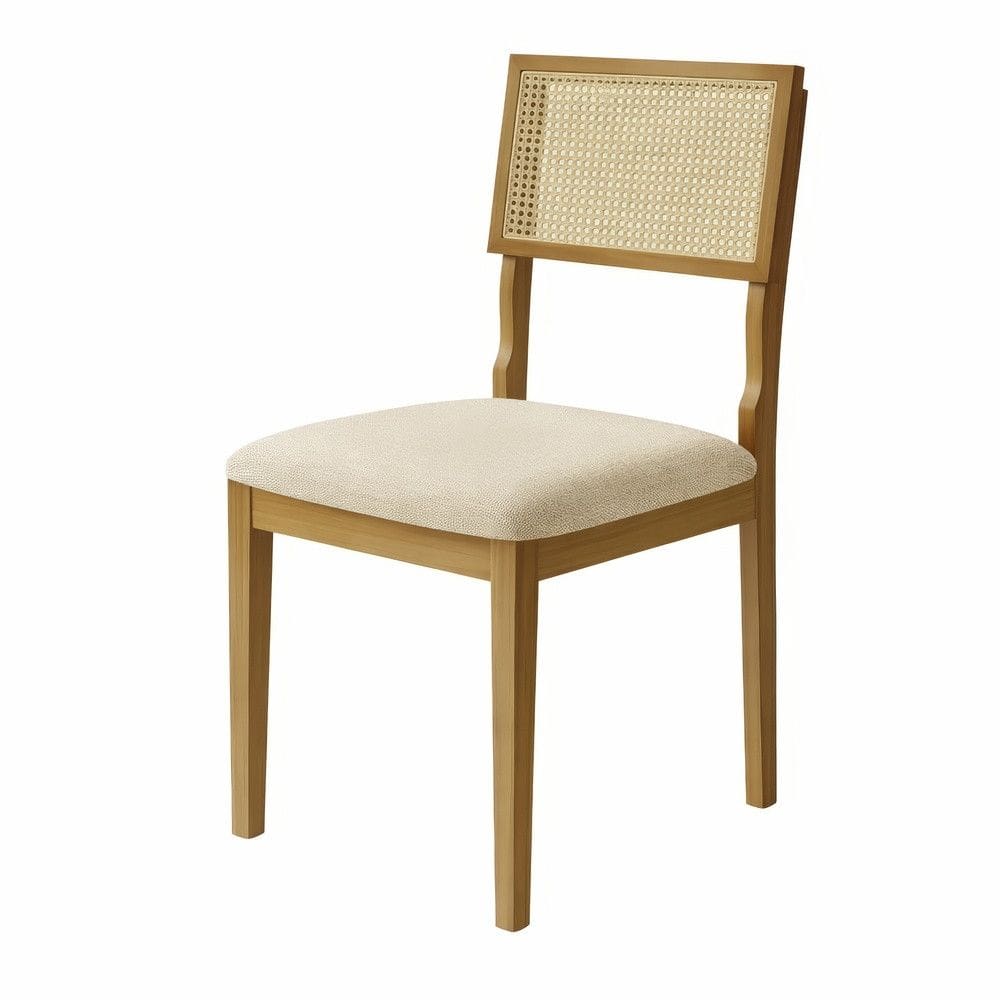 Conjunto de 2 Cadeiras Bel em Madeira Macica, Encosto Anatomico com Tela em Ratan