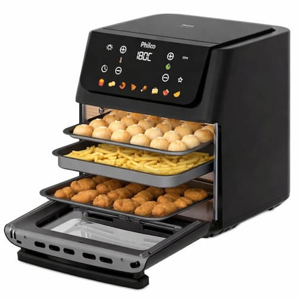Fritadeira Elétrica Air Fryer Philco Oven PAF11B 11L Porta Removível - Preta - 220V