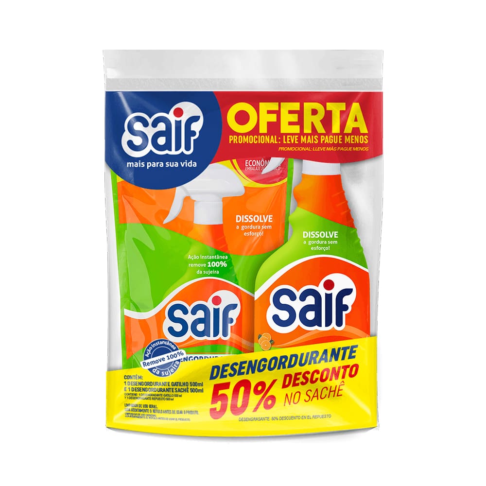 Kit Desengordurante Saif 500ml Spray + Refil 500ml