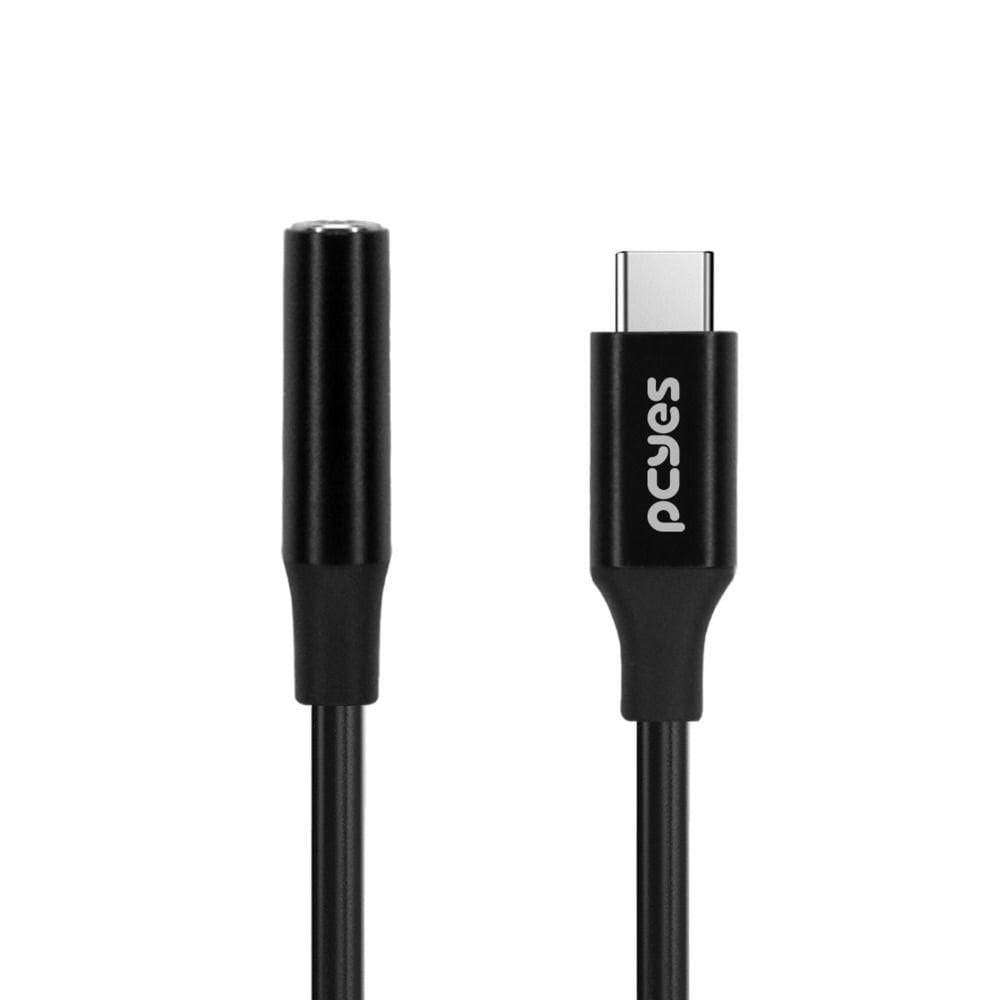 Cabo Usb-c Para P3 Fêmea - Preto - 15cm - P3ucp-15p