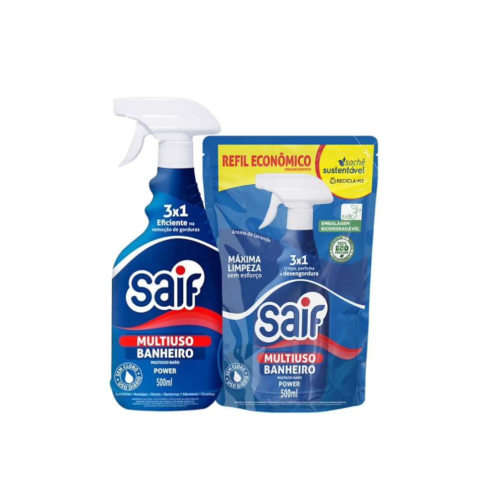 Kit Limpador Banheiro Saif 500ml Com Refil Econômico