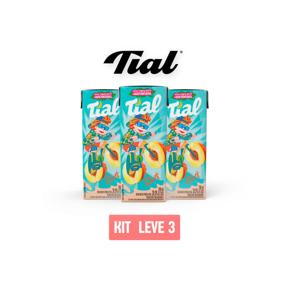 Suco Néctar Tial Kids Pessego 200Ml - Kit 3 Unidades