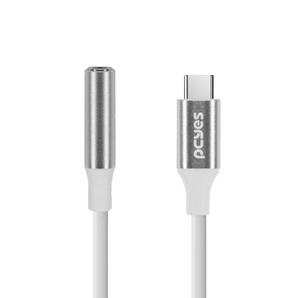 Cabo Usb-c Para P3 Fêmea - Branco - 15cm - P3ucp-15b