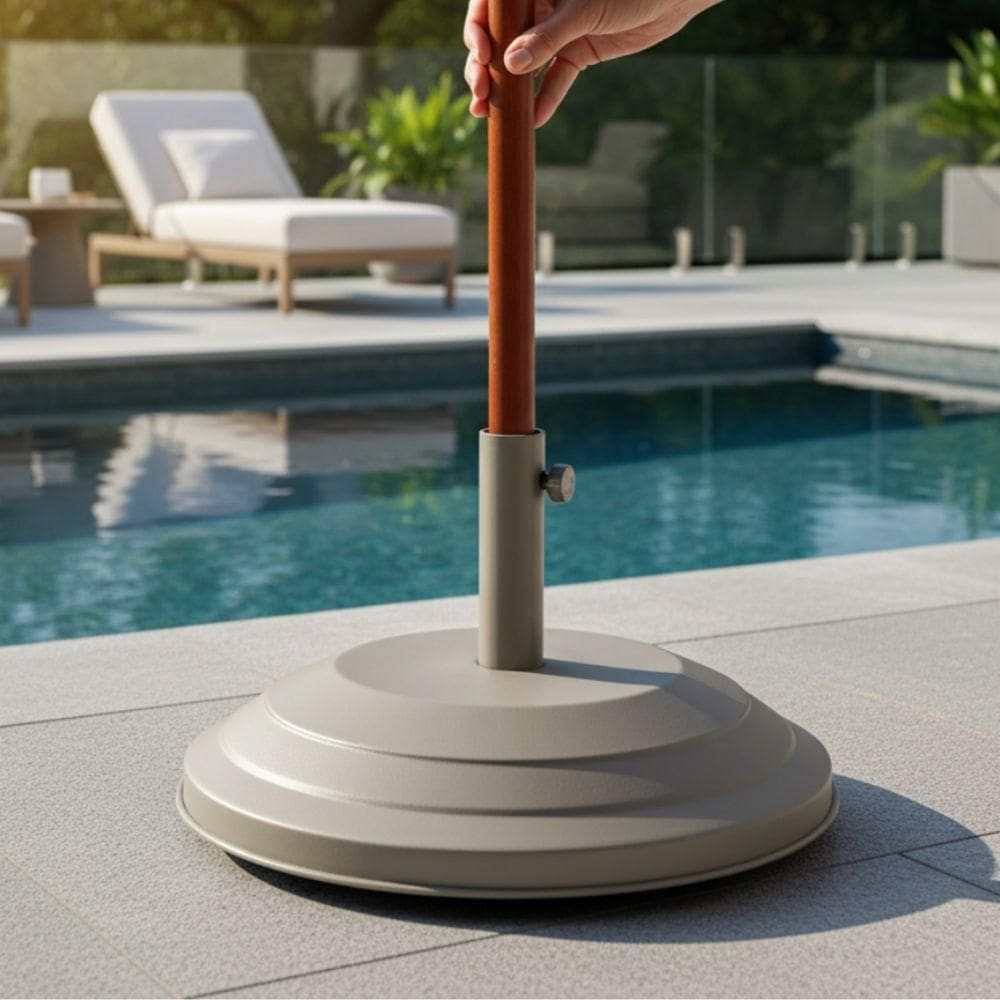 Base Para Ombrelone E Guarda-sol 3,00m 2,40m Nossa Kasa Alumínio E Concreto 19,5kg Fendi