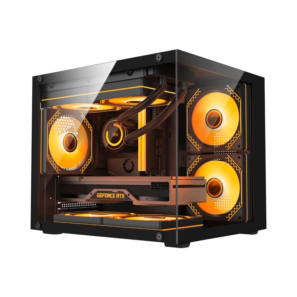 Gabinete Gamer Duex Aquario, Mid-Tower, Lateral E Frontal De Vidro, Preto, Sem Fan - Dxga325bk