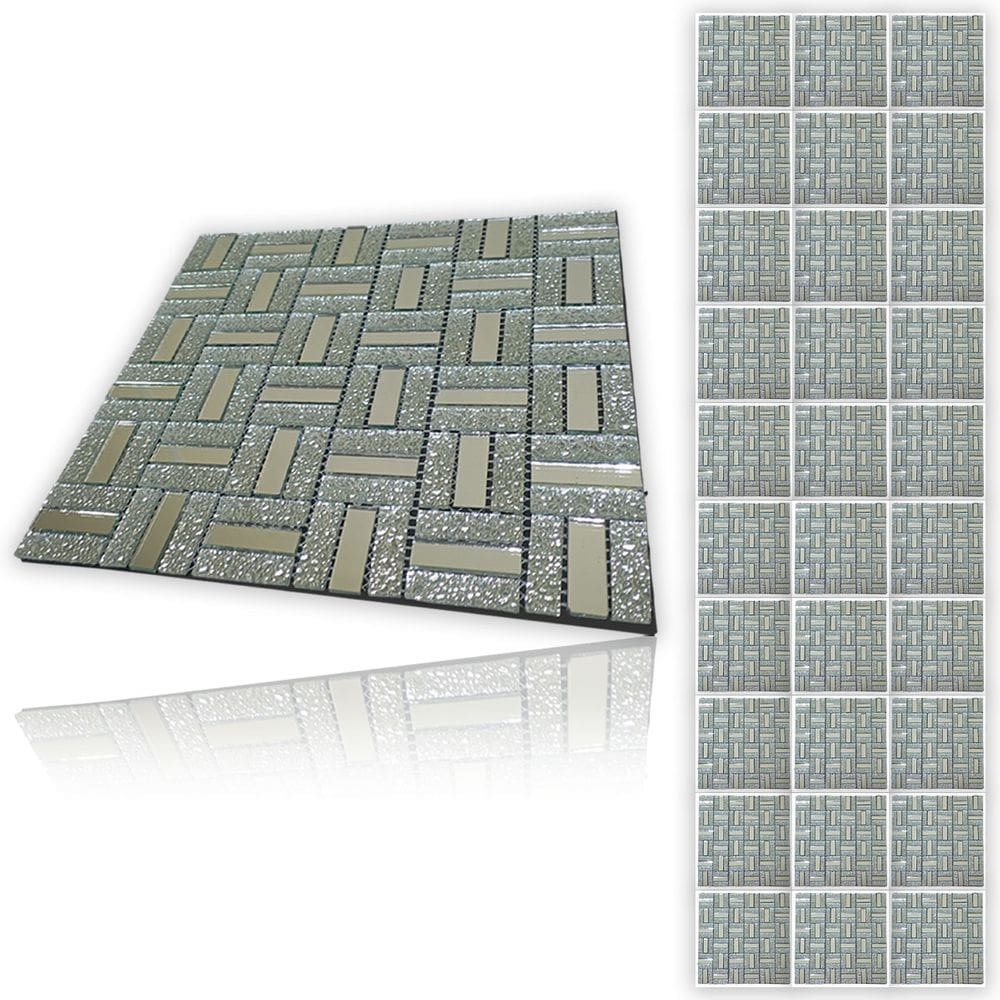 Pastilha De Vidro Kit 30 Uni Adesiva Parede Sala Cozinha Banheiro Decorativa Facil Aplicacao Moderna Requintado Reforma