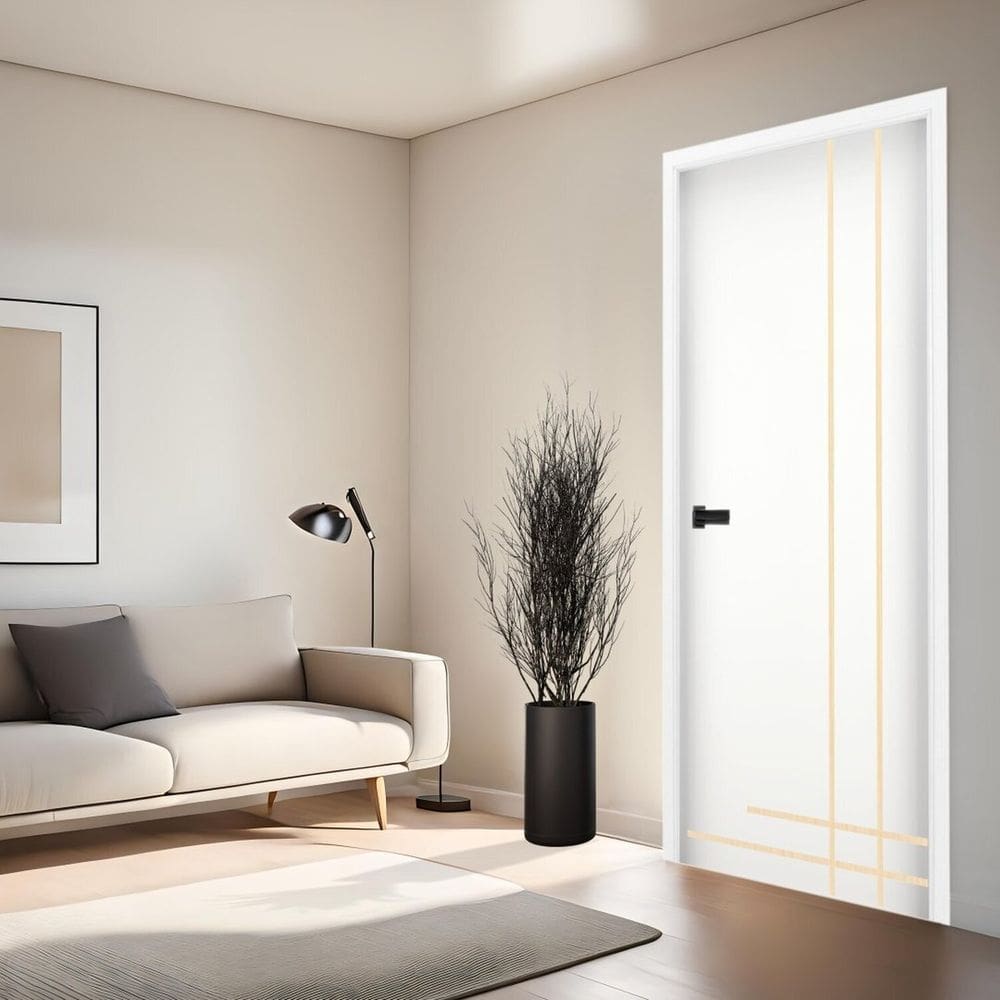 Folha de Porta Frisada Sarrafeada em Mdf 210x60x3.5cm Gitale Portas Branco