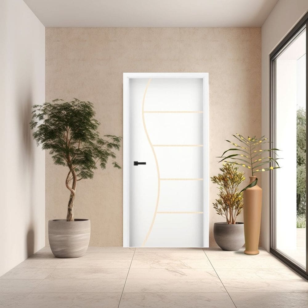 Folha de Porta Branca Frisada S/f 2100x600x35 - Cod 7 Gitaleportas Branco