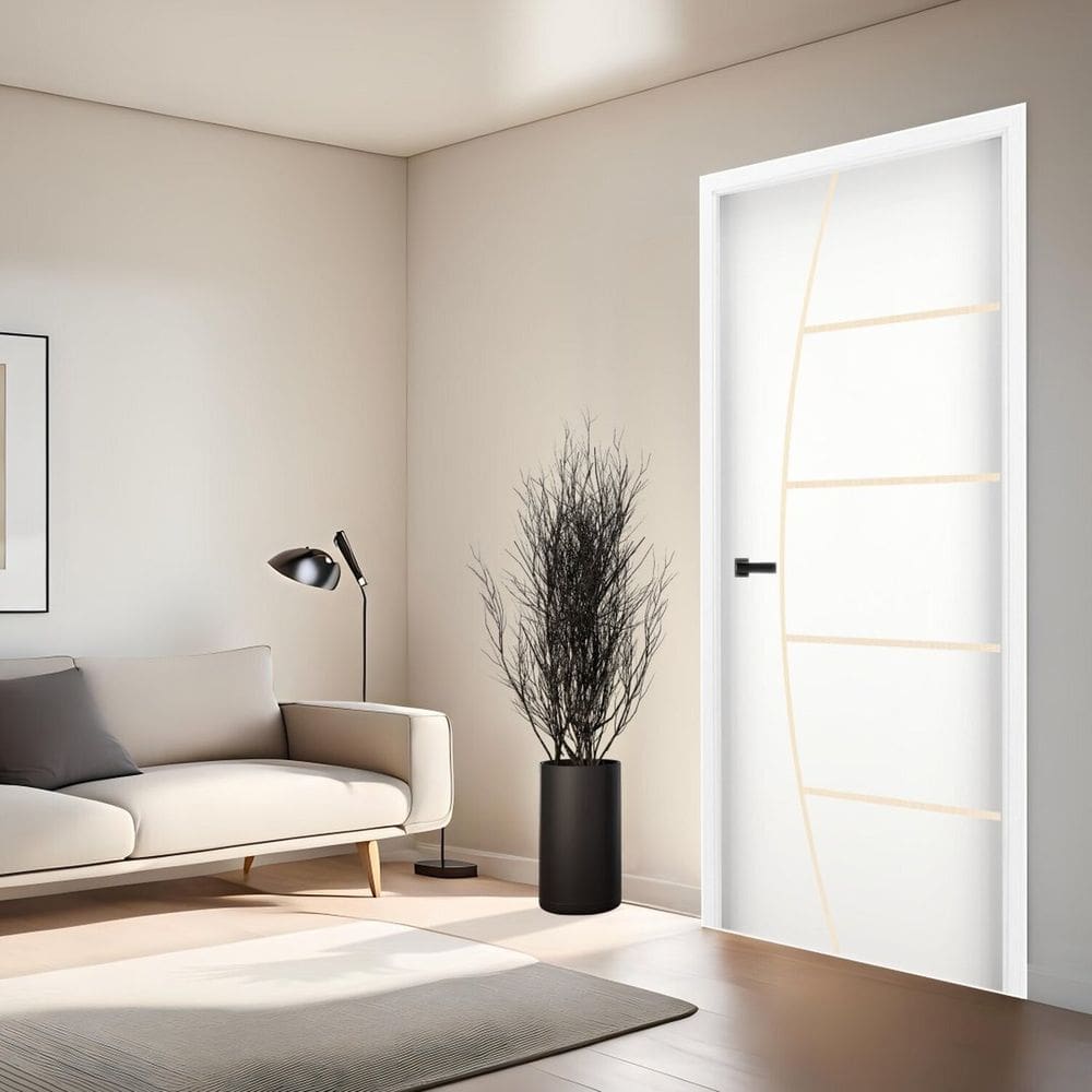 Folha de Porta Branca Frisada S/f 2100x600x35 - Cod 2 Gitale Portas Branco