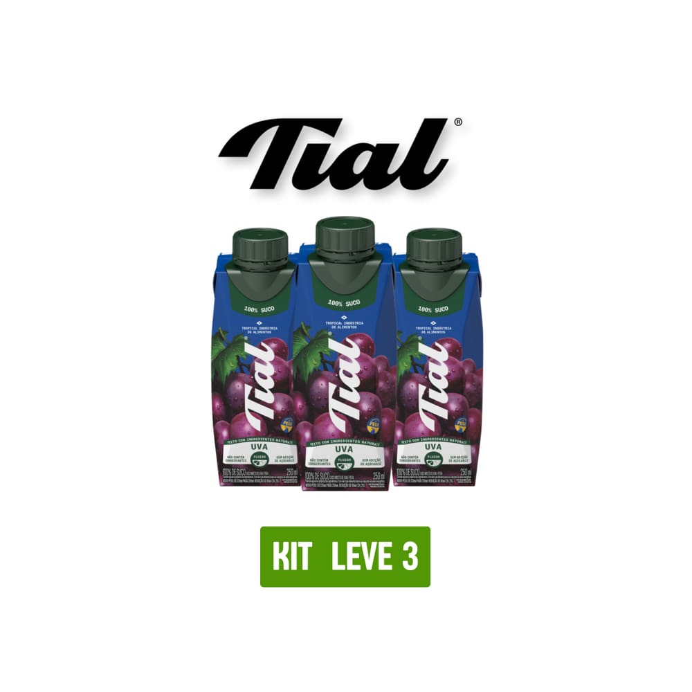 Suco Tial 100% Uva 250Ml - Kit 3 Unidades