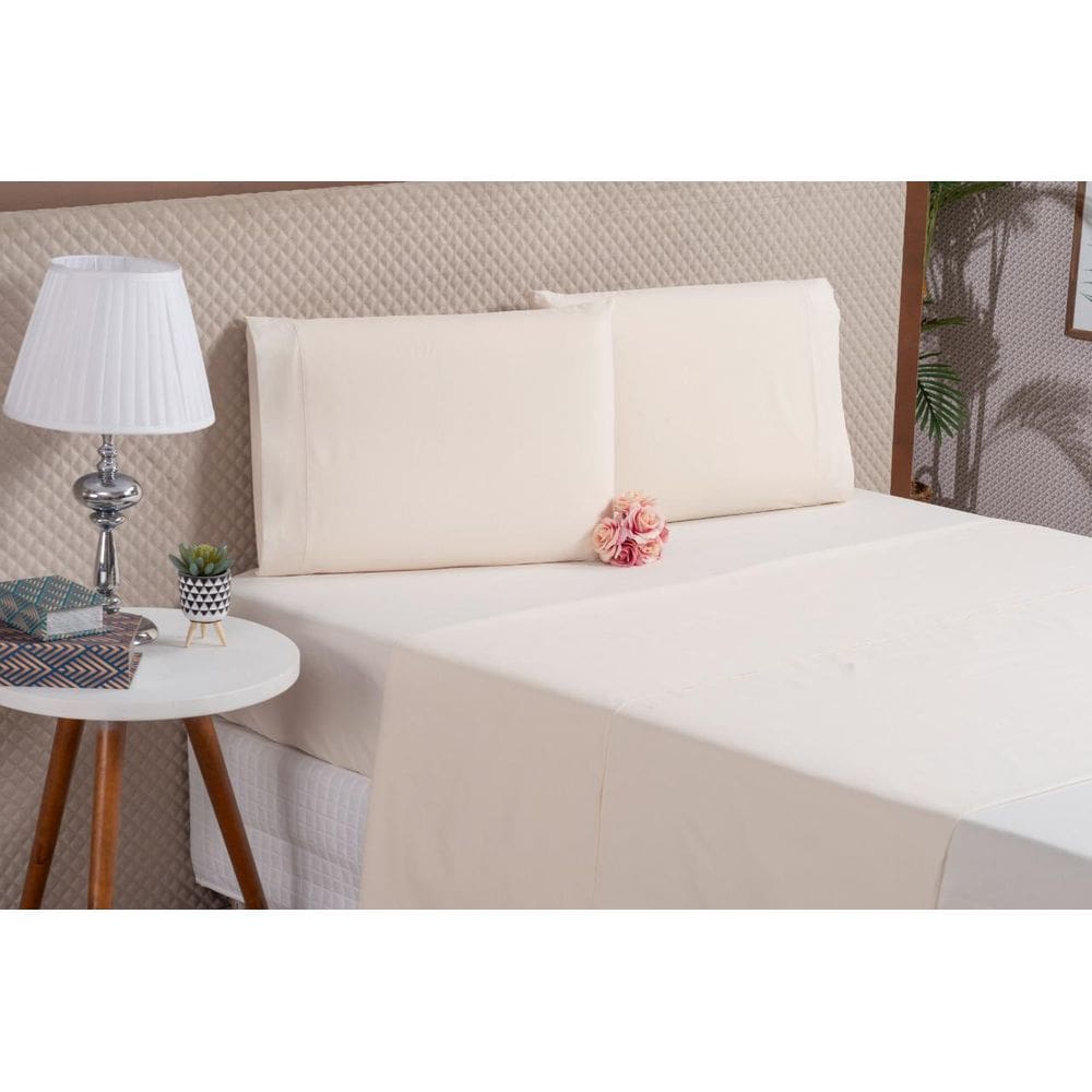 Lençol Queen 4 Peças Algodão Palha Hotel Motel Pousada