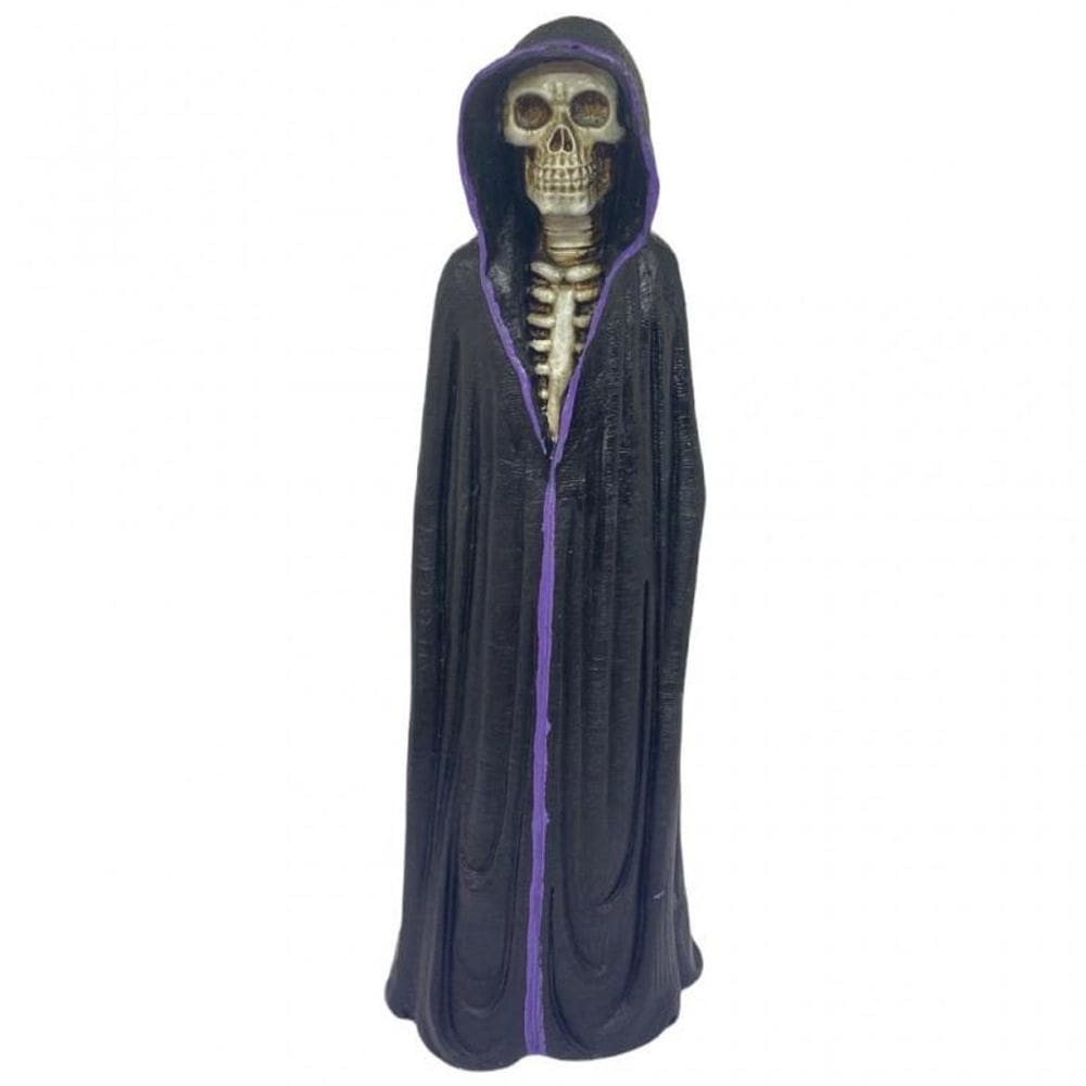 Escultura Exú Caveira Manto Preto E Roxo Em Pé 22 Cm