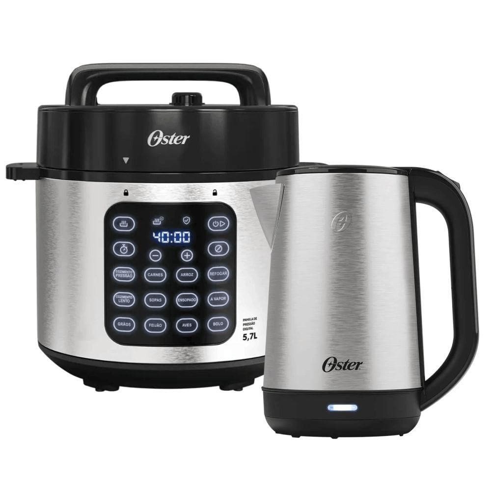 Kit Panela De Pressão Elétrica E Chaleira Elétrica Inox Oster220V
