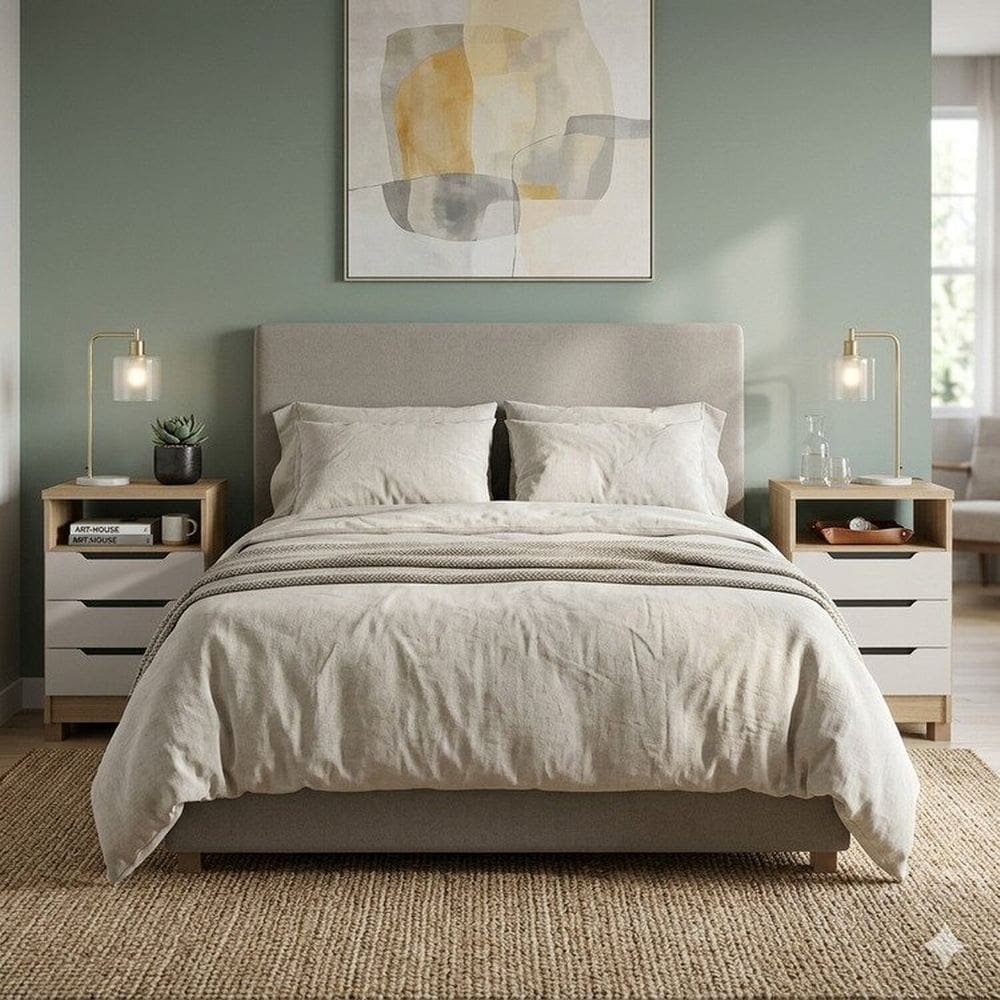 Kit 2 Mesas de Cabeceira 3 Gavetas 100% Mdf Barcelona Off White/Carvalho