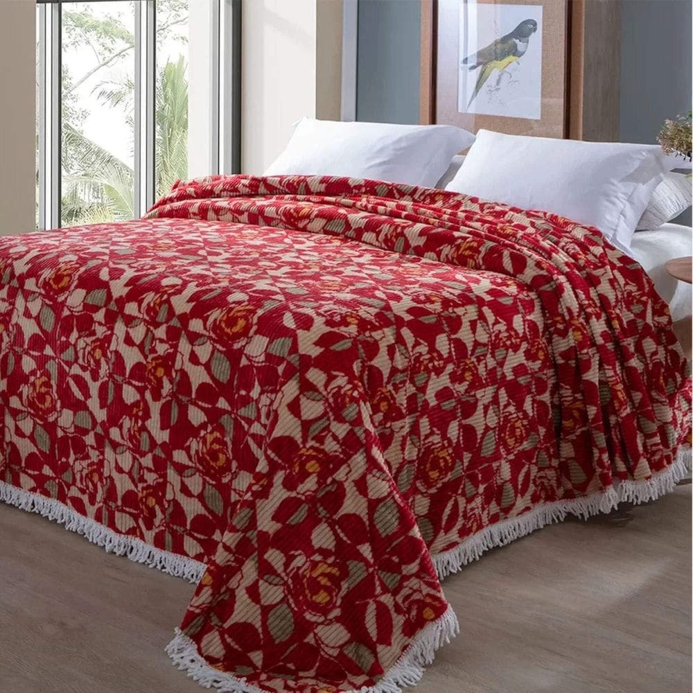Colcha Chenille Jolitex Com Franja Rafaella Vermelho 220x240cm