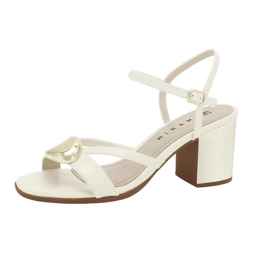 Sandália Feminino Confortável Brilhante Salto Bloco Ramarim