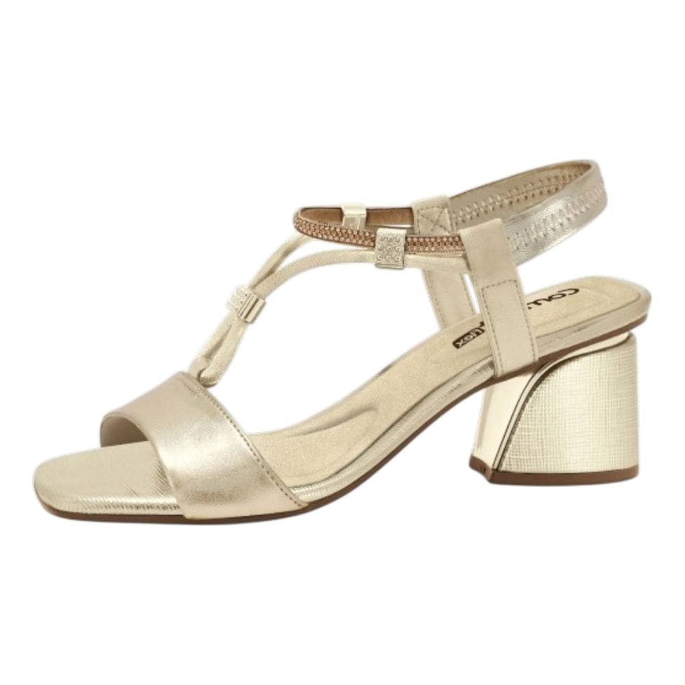 Sandalia Feminina Strass Brilhante Salto Bloco Comfortflex