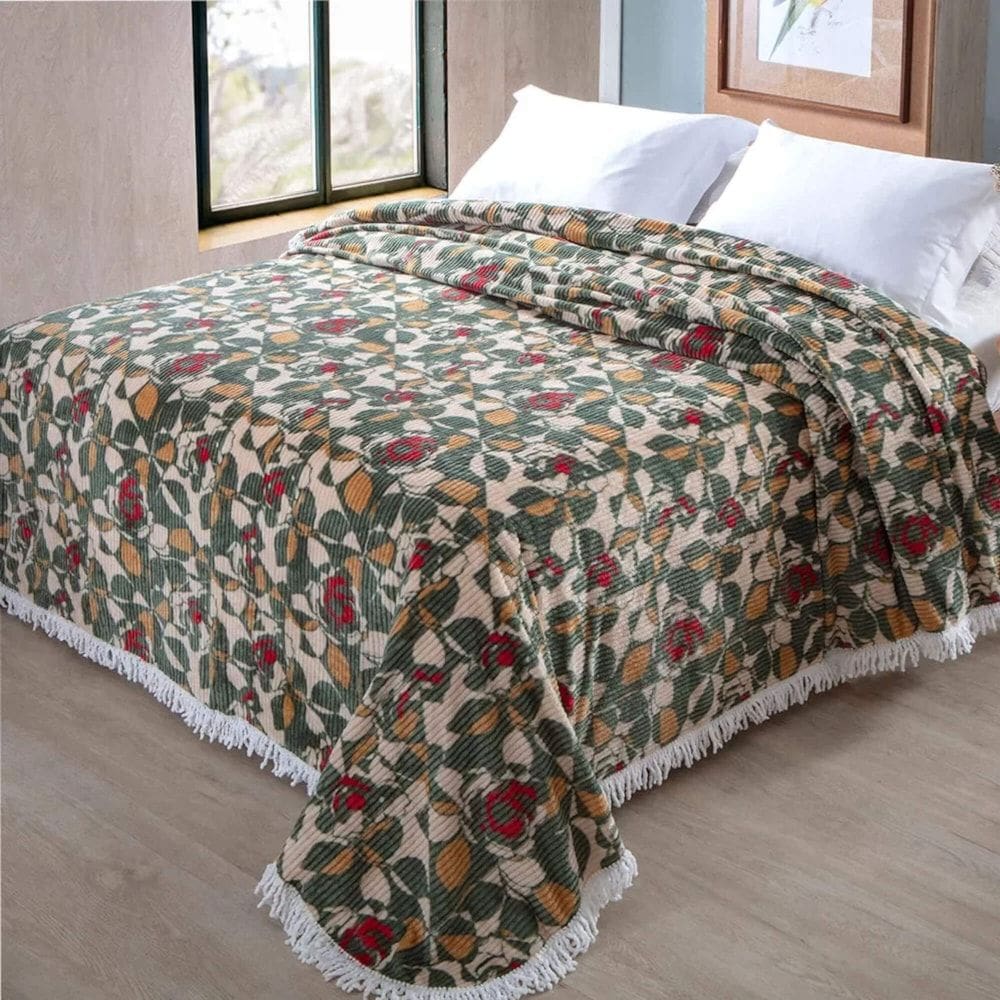 Colcha Chenille Jolitex Com Franja Rafaella Verde 220x240cm