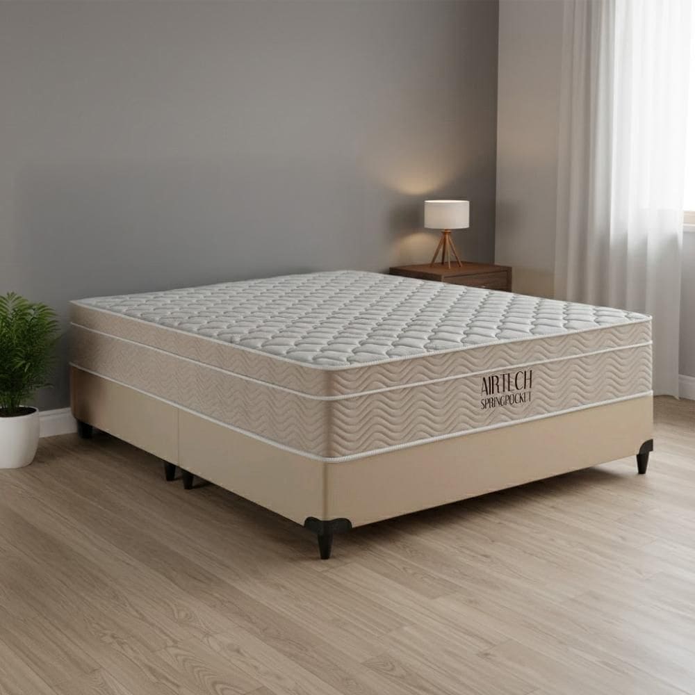 Cama box e Colchão Airtech Molas Ensacadas – Queen(158x188) - Ortobom