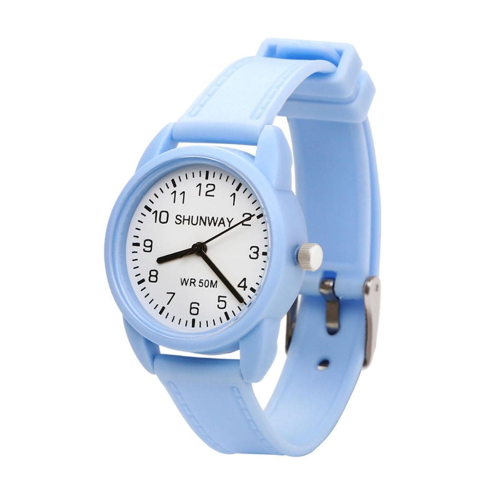 Relógio Analógico Unissex Azul Claro moderno - Tudo em Caixa