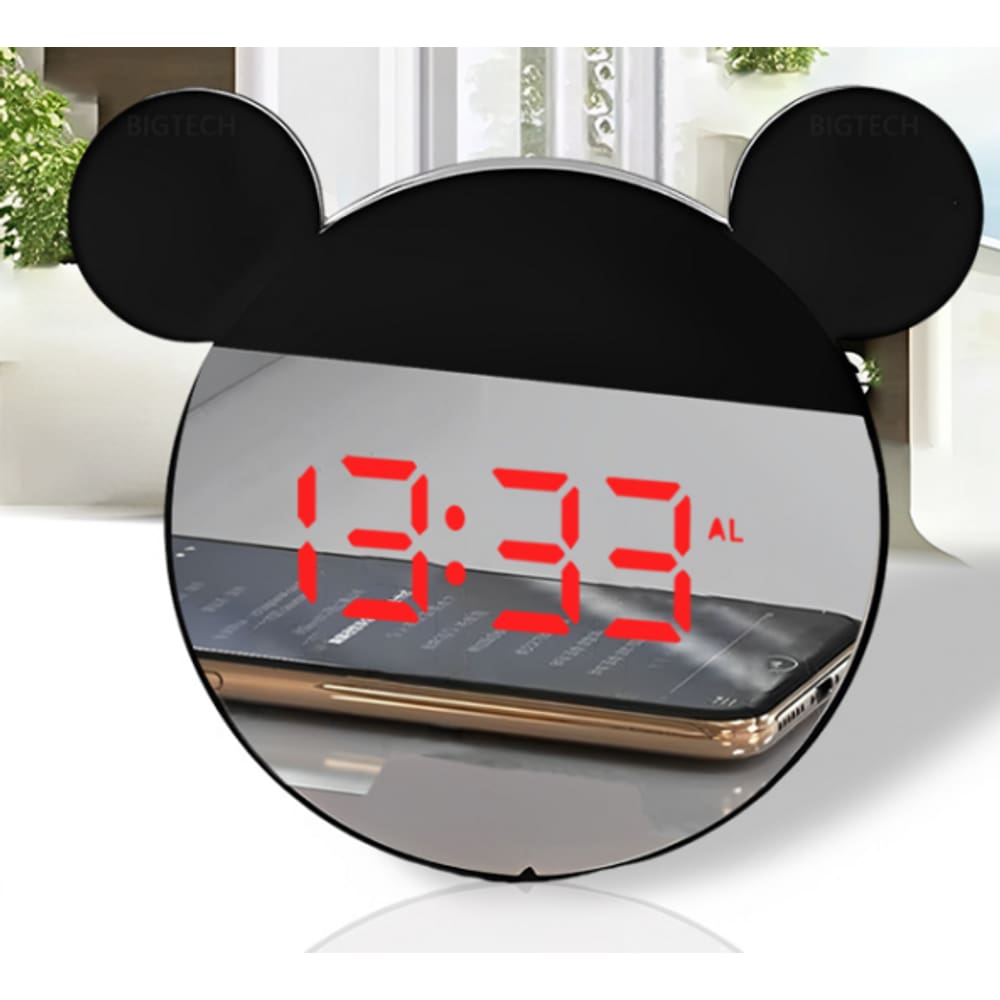 Relógio Despertador Digital LED Espelho Urso Preto Mesa - Tudo em Caixa