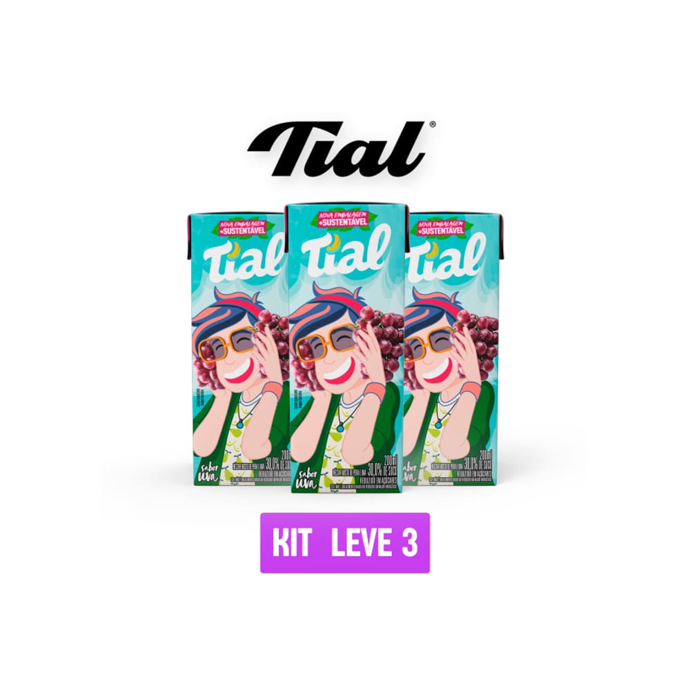 Suco Néctar Tial Kids Uva 200Ml - Kit 3 Unidades