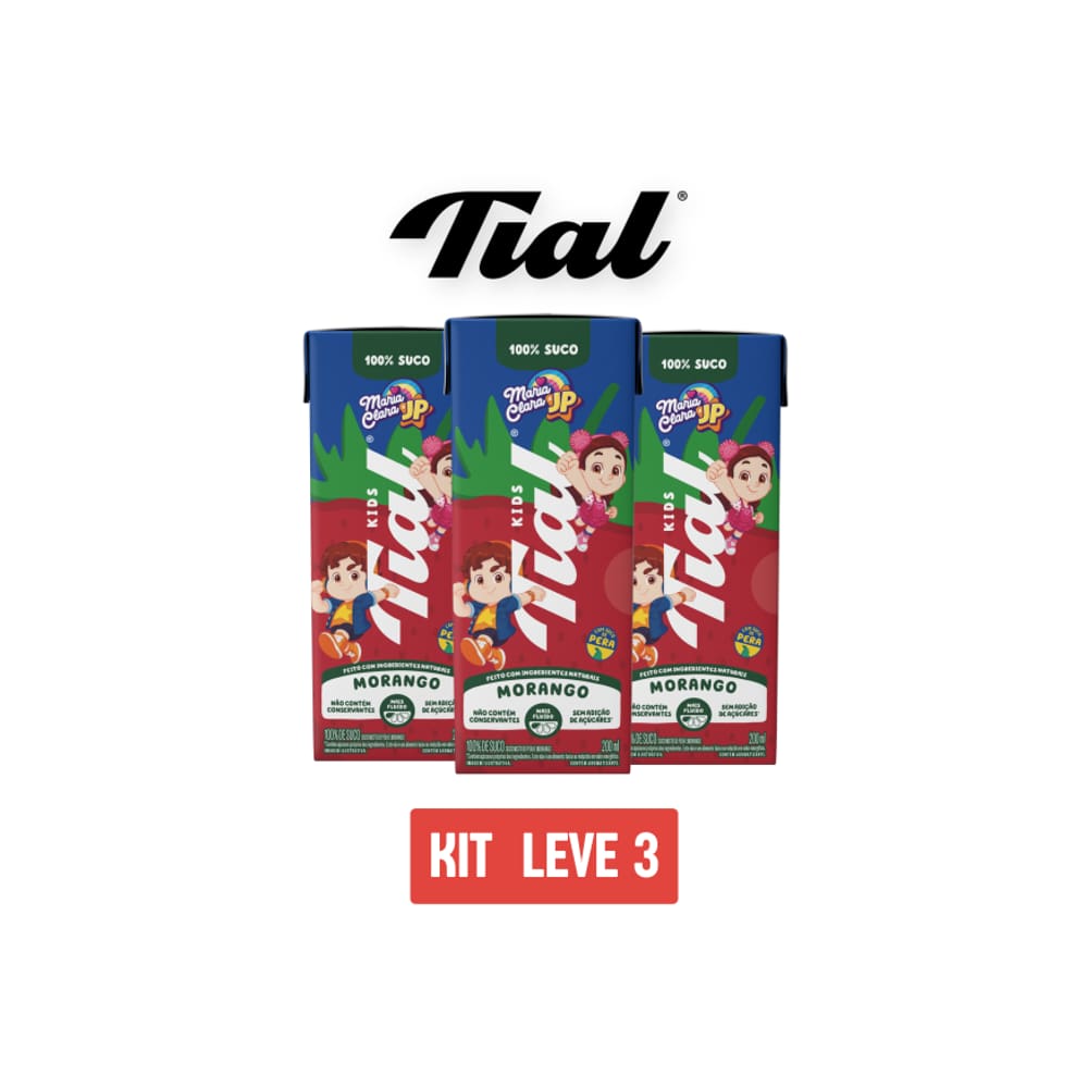 Suco Tial Kids 100% Morango Maria Clara E Jp200ml-Kit 3 Unid
