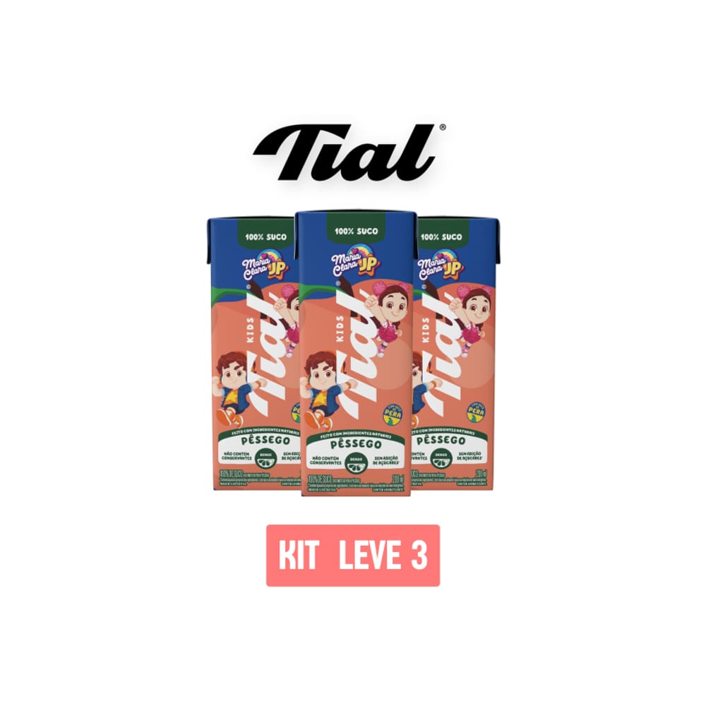 Suco Tial Kids 100% Pessego Maria Clara E Jp200ml-Kit 3 Unid