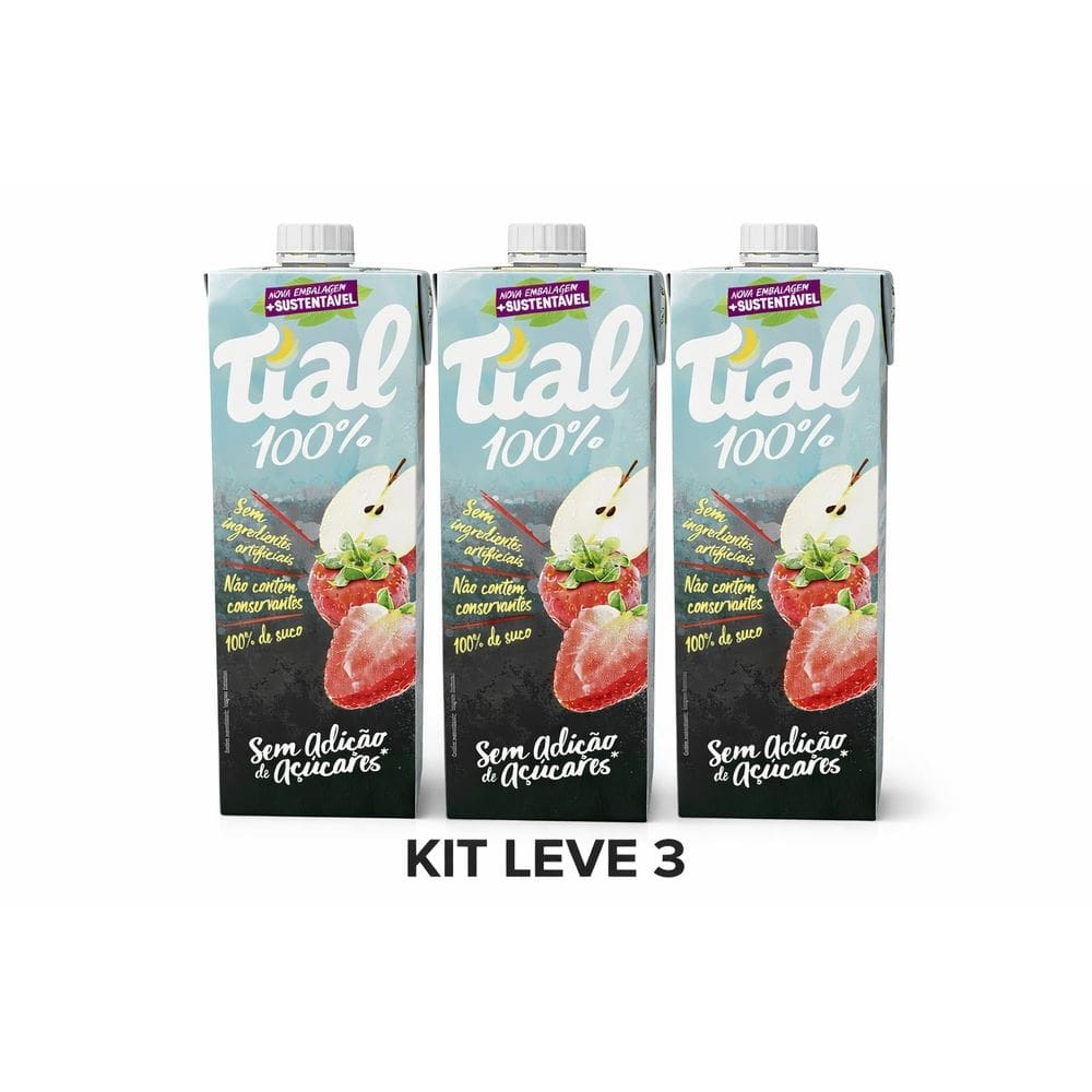 Suco Tial 100% Morango 1L - Kit 3 Unidades
