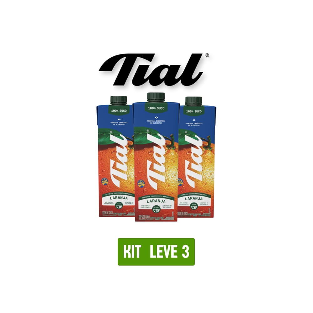 Suco Tial 100% Laranja 1L - Kit 3 Unidades