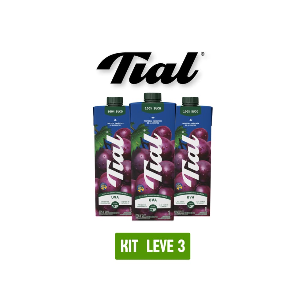 Suco Tial 100% Uva 1L - Kit 3 Unidades