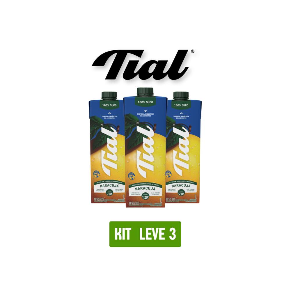 Suco Tial 100% Maracujá 1L - Kit 3 Unidades