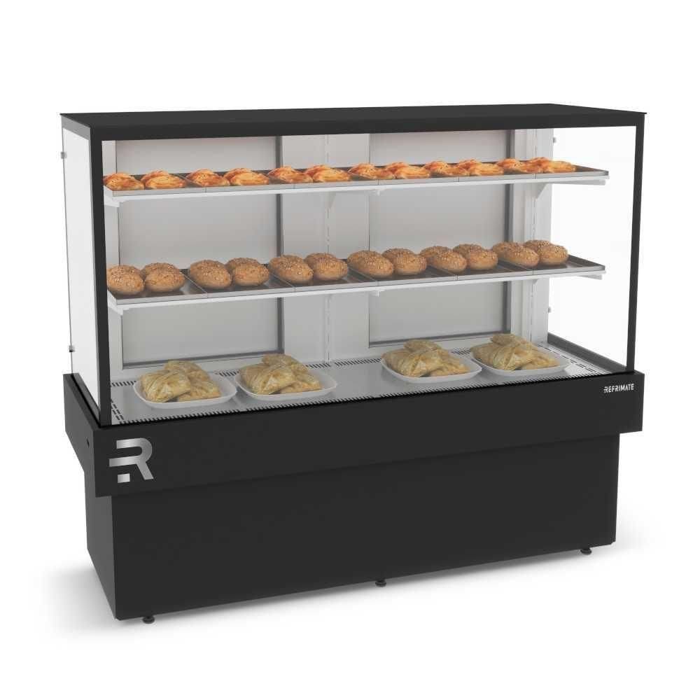 Vitrine Confeitaria Quente 1,45mt Vanguard Plus Tampo Aproveitável Preta Cvpq1450 220V - Refrimate