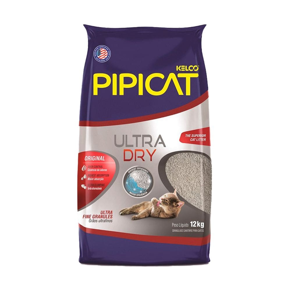 Areia Higienica Pipicat Ultra Dry - 12Kg