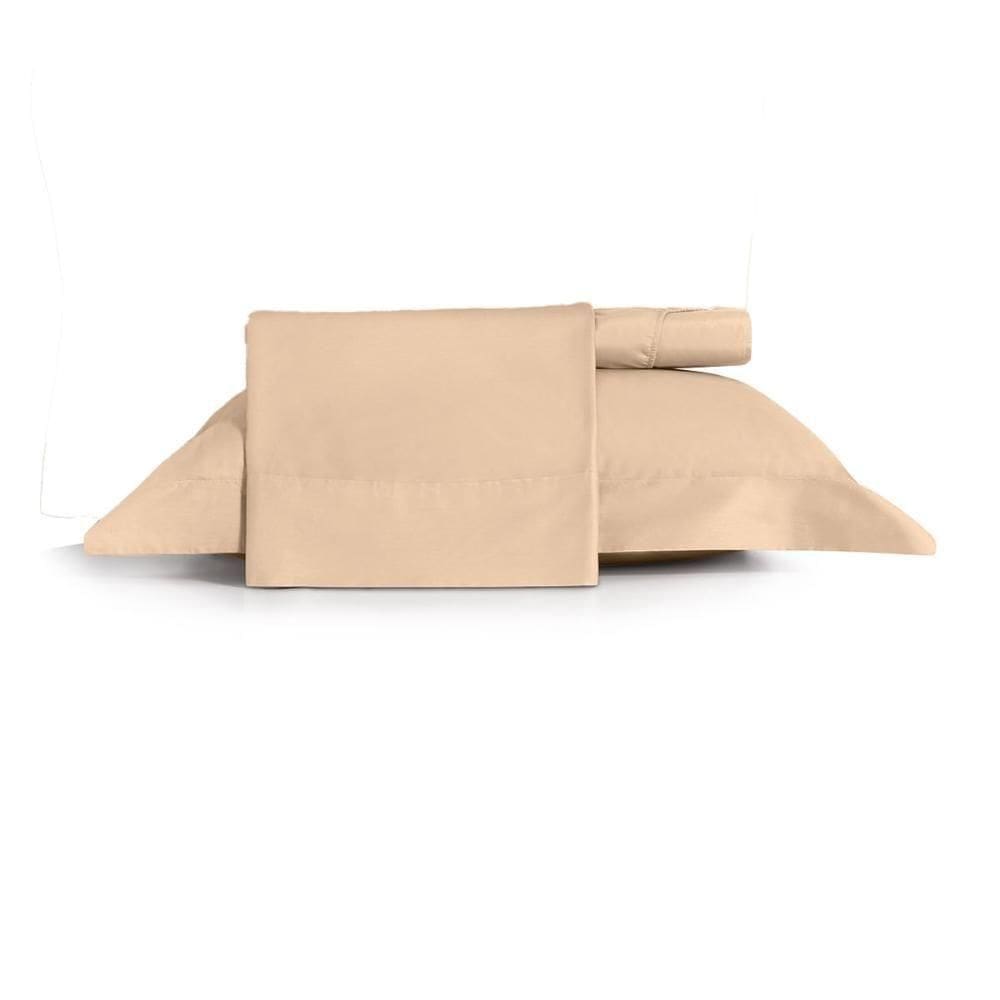 Jogo De Cama Solteiro King 3 Peças Altenburg Algodão Lux 200 Fios Bege Caramelo