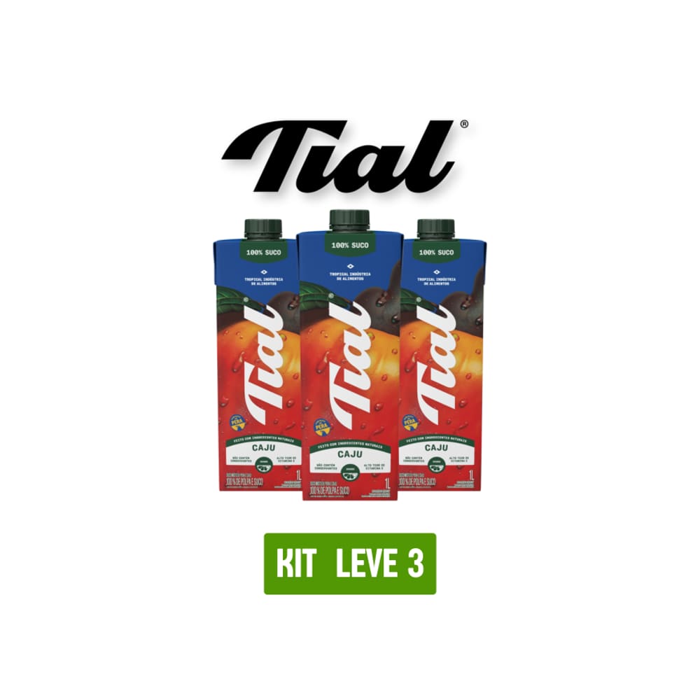 Suco Tial 100% Caju 1L - Kit 3 Unidades