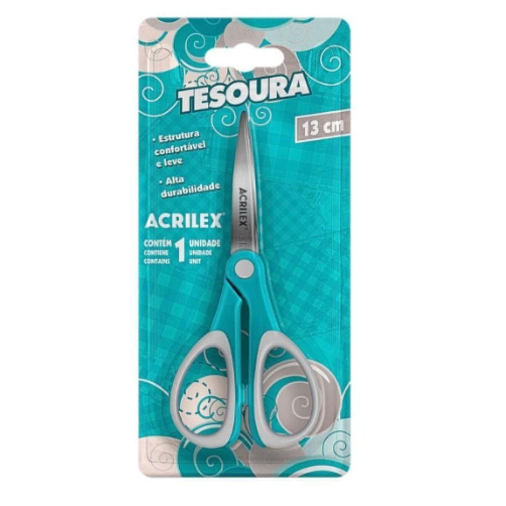 Tesoura 13cm Multiuso Acrilex Azul