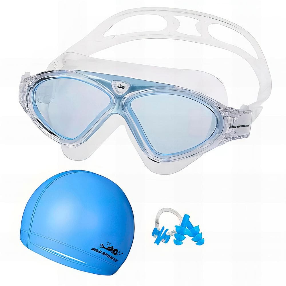 Kit Máscara de Natação Gold Sports Silicone Confort HD - Touca Pu  e Protetor nasal e ouvido